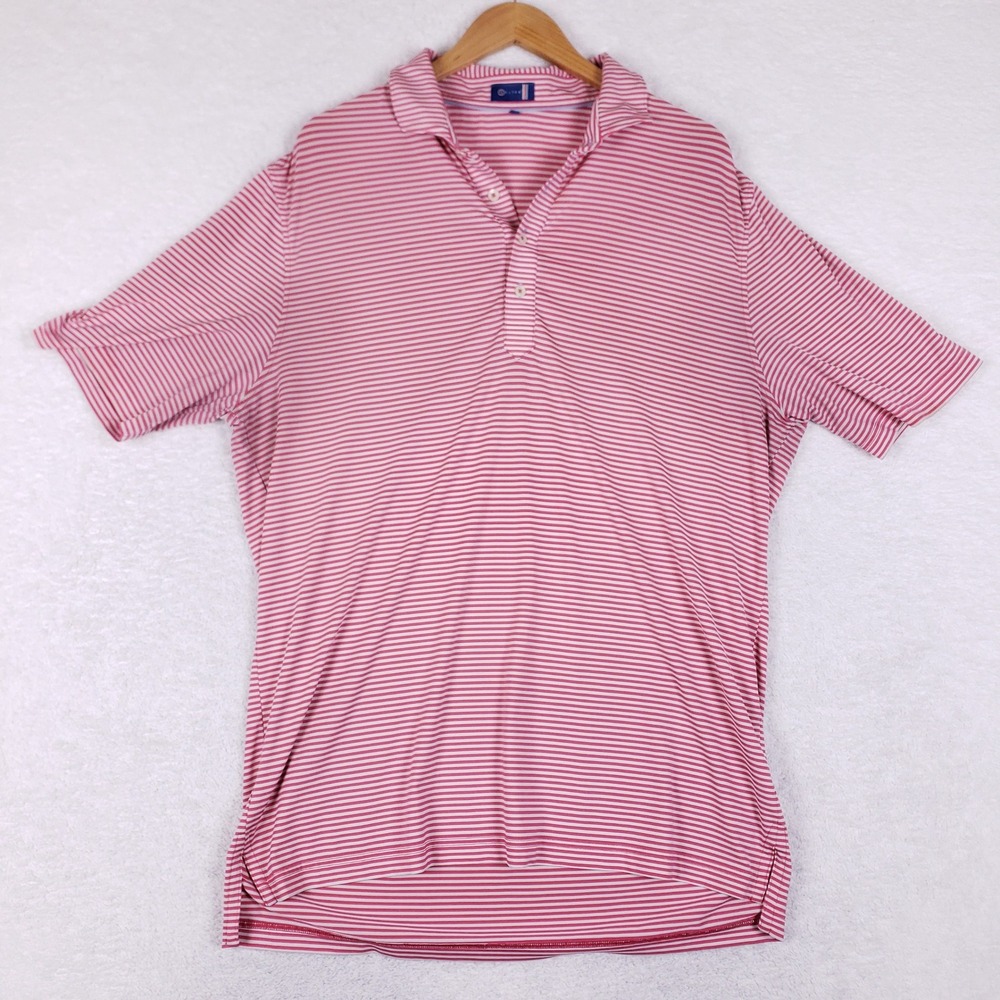 Stitch Golf Polo Shirt Mens Large Pink White Striped Performance Luxury Preppy